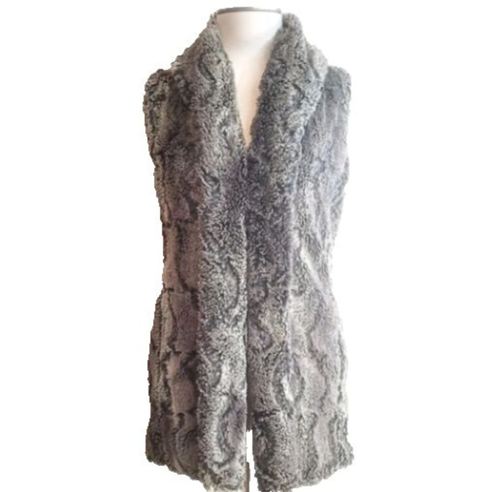 Alice + Olivia Faux Fur Vest Womens Size S Silk Boho Quiet Luxury Winter